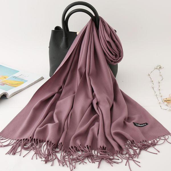 

2021 winter scarf solid thick women cashmere scarves neck head warm hijabs pashmina lady shawls and wraps bandana tassel, Blue;gray