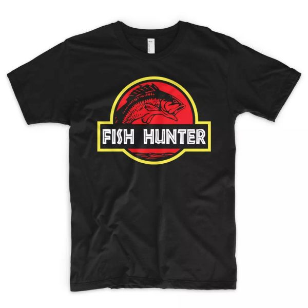 

new listingfish hunter t shirt fishing cod sea bass crappie angling camping army military, White;black