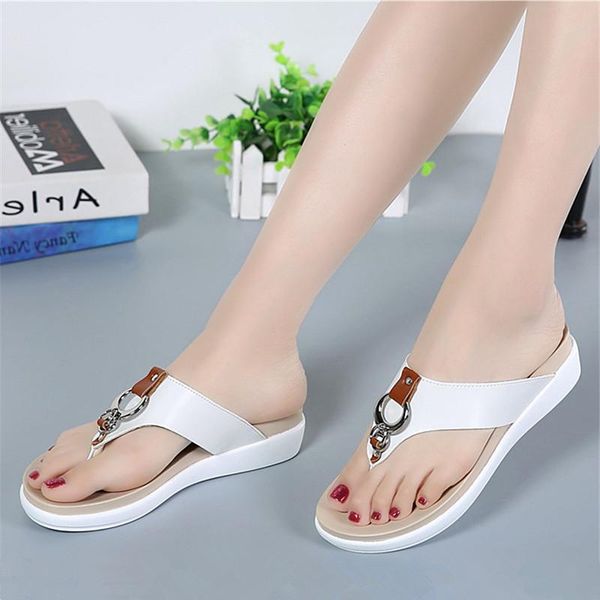 

slippers 2021 women fashion spring summer autumn leather slides flip flops flat shoes outside a060, Black