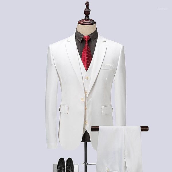 

3pc suit men white slim fit wedding suits for business formal wear one button gentlement tuxedo party dress 6xl, White;black