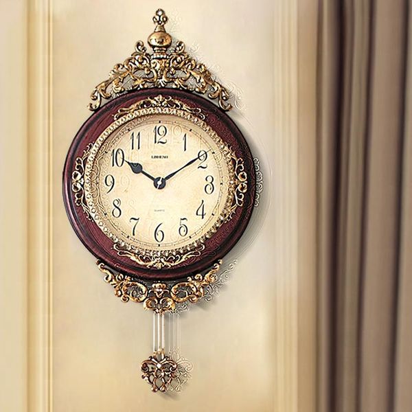 

wall clocks european style retro watch clock living room silent pendulum antique vintage family gift wandklok decoration
