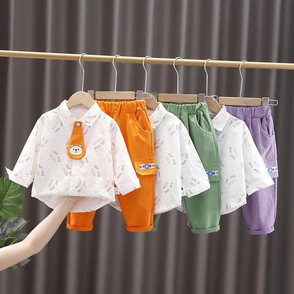 

clothing sets 2 pieces/set autumn casual baby cute clothes long sleeve shirts overall children's boutique kids ropa, White