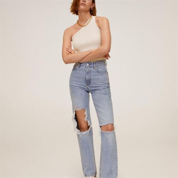 

summer women's vest casual solid color one-shoulder knitted 210430, White;black