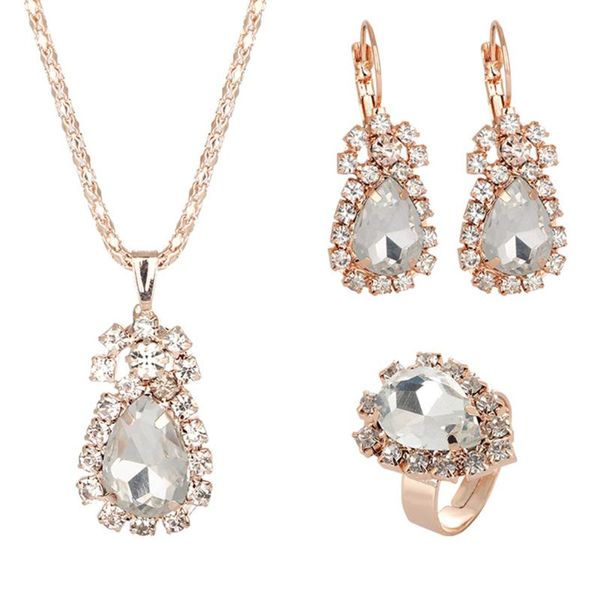

earrings & necklace 1 set rings jewelry sets crystal rhinestone romantic elegant charm vintage fabala, Silver