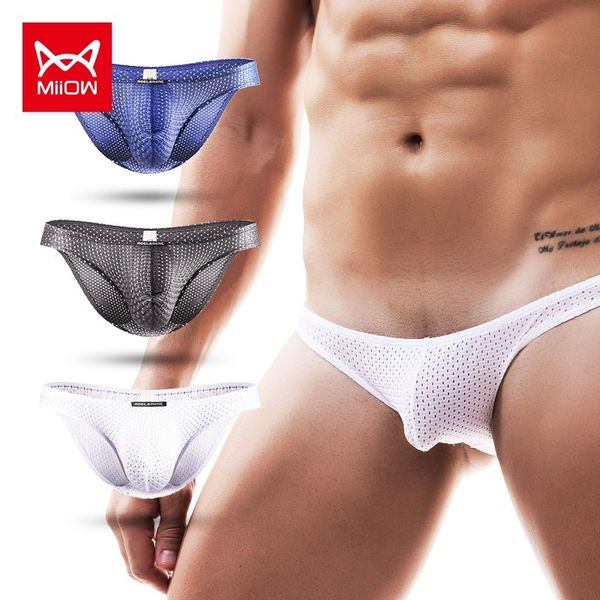 

catman tight ice silk underpants men's small triangle mesh youth breathable thin shorts, Black;white