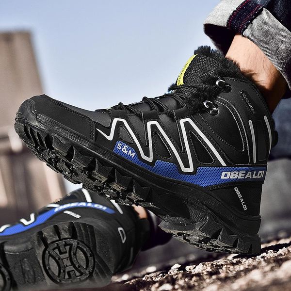 

boots 2021 winter warm fur snow male shoes for men fashion walking work safety wear resisting footwear sneakers, Black