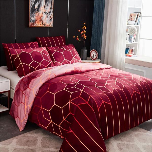 

bedding sets geometric comforter set  king duvet cover bedclothes red