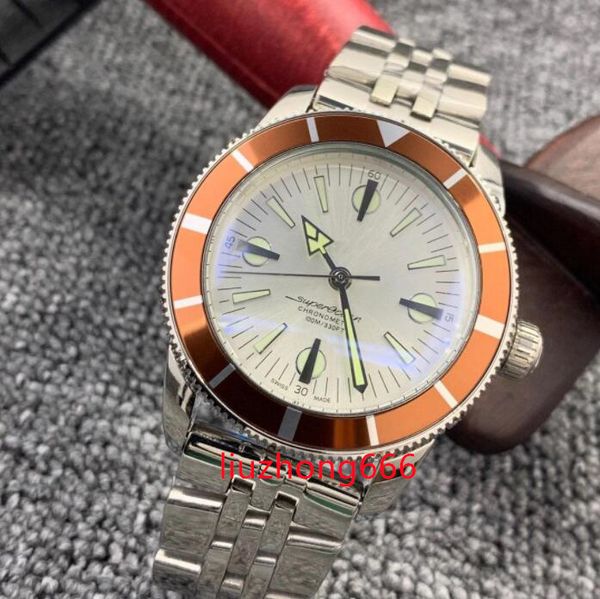 

n quality right hand silver watches superocean heritage 57 outerknown movement vk watch quartz chronograph stainless steel strap floding cla, Slivery;brown