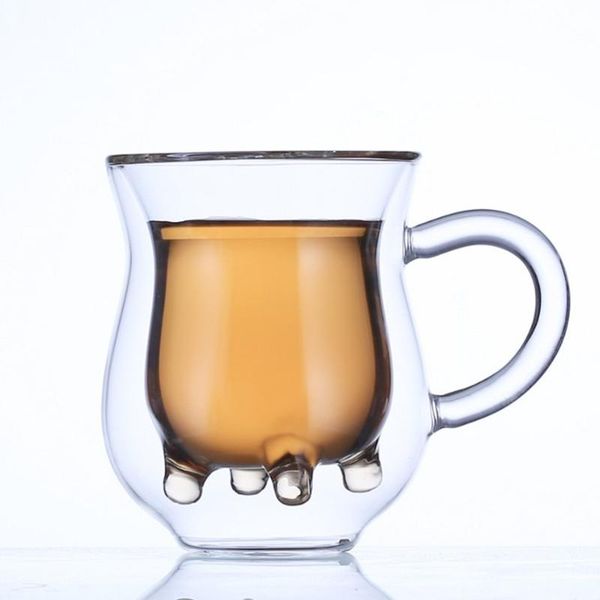 

wine glasses 2021 cow pattern lead-double wall handmade glass heat resistant milk juice drink cup coffee insulated tea clear drinkware