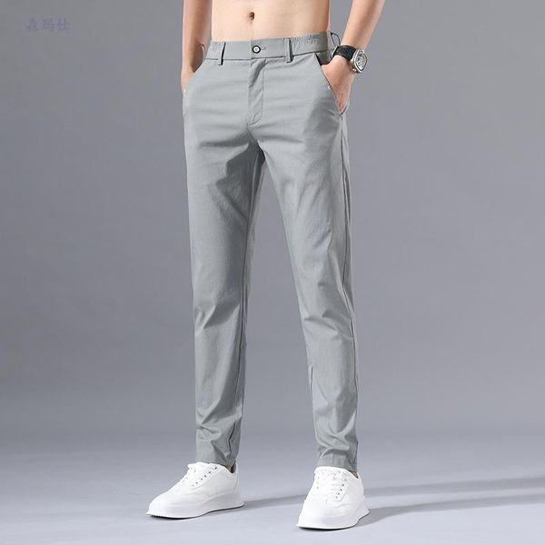 

men's pants thin casual ice silk fashion business trousers straight-leg foreign trade overalls sports men, Black