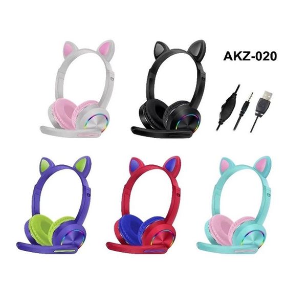 

headworn wired cat ears cute luminous video game chicken eating game headset computer ps4 / xbox one universal wholesale