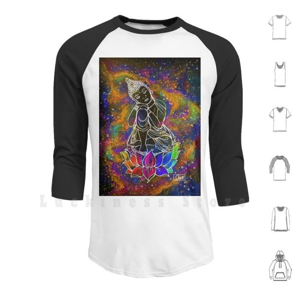 

female buddha ( buddhism ) hoodies long sleeve colorful rainbow multicolor plant plants garden earth green artist men's & sweatshirts, Black
