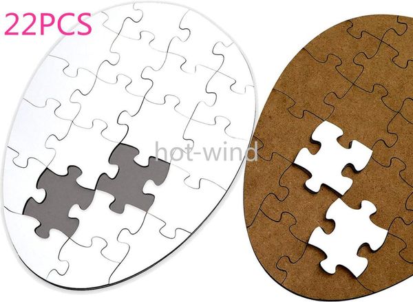 DHL Uovo di Pasqua Forma Ovale Legno Vuoto Sublimazione Puzzle FAI DA TE Pressa di Calore Trasferimento MDF Puzzle Vuoto Decorazione Del Partito 22 PZ EE