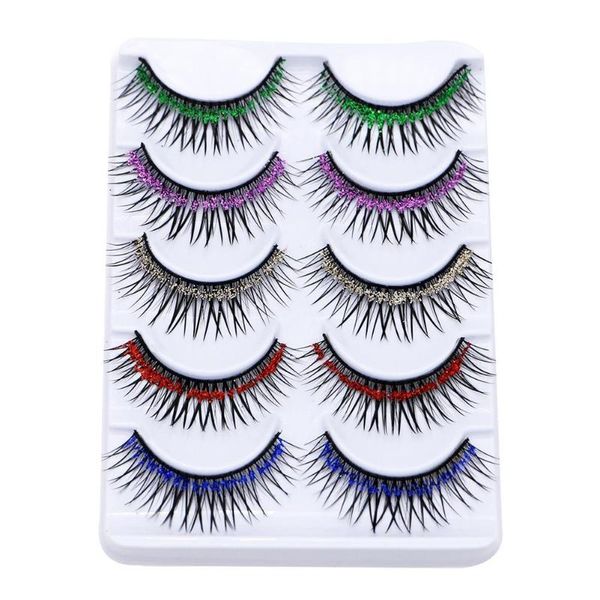 

pairs colorful long thick glitter artificial eyelashe beauty eyelash extension natural fake eyelashes party dance makeup tool false