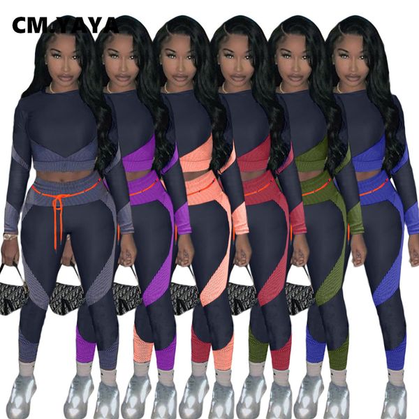 

geometric print elastic womens set long sleeve tee legging pant set sports trasuit fitness two piece outfits setby air, White