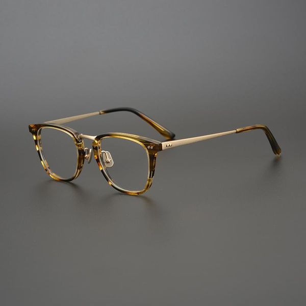

fashion sunglasses frames high-quality chinese light luxury niche hand-framed glasses frame retro men and women myopia pure titanium literar, Black