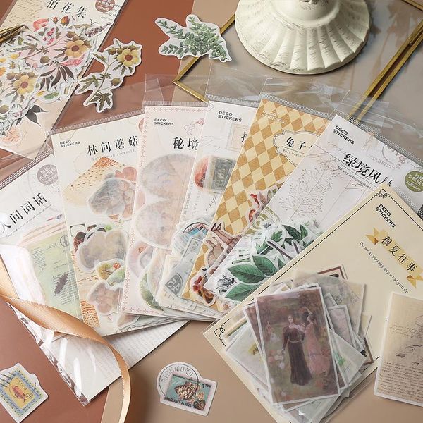 

gift wrap vintage journal stickers aesthetic scrapbooking material flower mushroom cute planner decorative diy sticker set