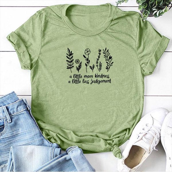 

plants a little kindness womens t shirts less judgement print summer graphic streetwear for loose, White