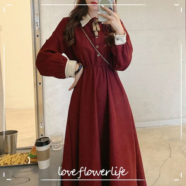 

fairy vintage dress women autumn long sleeve retro french elegant dress female casual party dress korean winter 210521, Black;gray