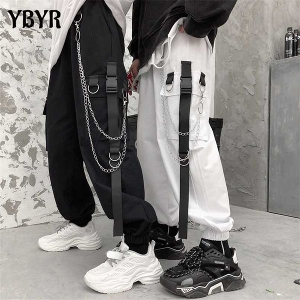 Frauen Cargo Harem Hosen Seitentaschen Schwarz Weiß Hip Hop Casual Männlich Weiblich Joggers Hosen Mode Streetwear 211115