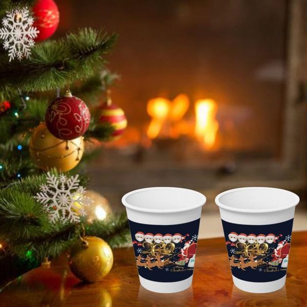 

CUP Christmas Pattern Paper Disposable For Holiday Party Supplies La Moda 2021 Latest Mugs