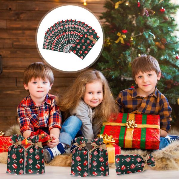 

50pcs drawstring bag christmas candy storage pouch xmas wrapping gift wrap