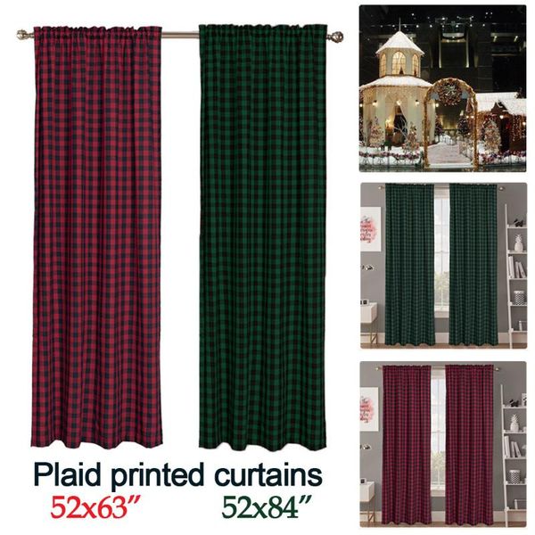 

curtain & drapes 1 panel nordic style gingham blackout curtains christmas room decoration red lattice for living bedroom