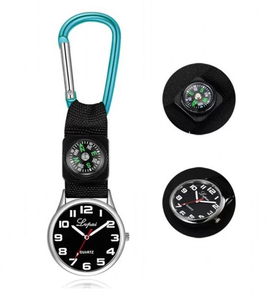 

9 color pocket watch compass portable carabiner nurse quartz watches multifunctional outdoor survival tool, Slivery;golden