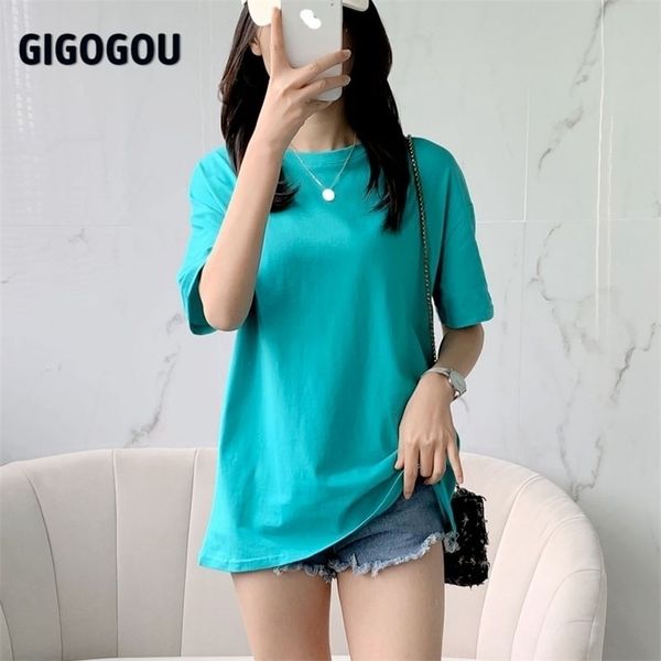 

gigogou women black white tshirts lady solid cotton tees short sleeve t shirts female summer for woman ropa de mujer 210324