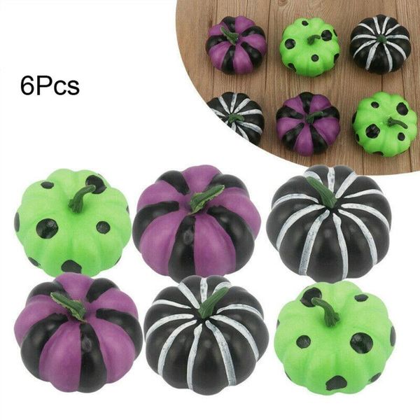 

6pcs/set halloween artificial pumpkins christmas tree baubles simulation fake foam pumpkin home decoration props decor decorative flowers &