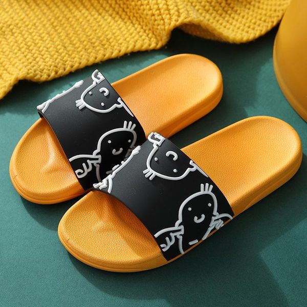 

slippers 2021 summer women indoor pvc shoes couples bathroom non-slip chick print, Black