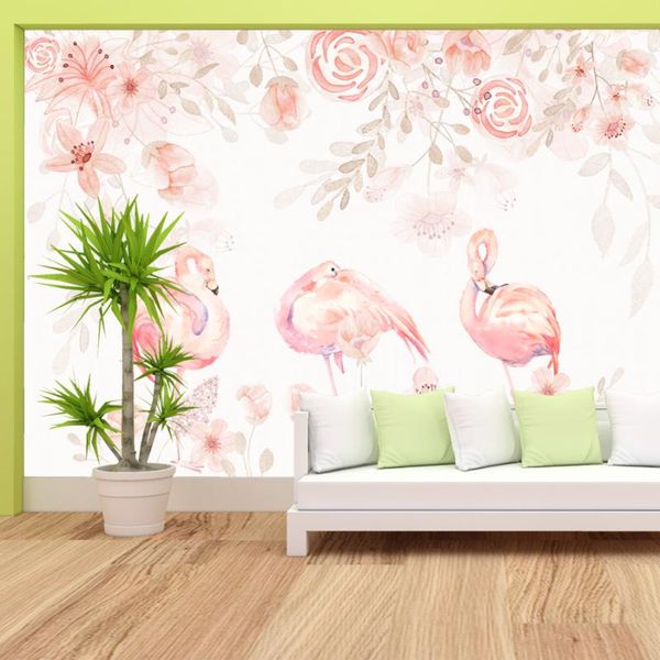 

wallpapers pink flamingo flowers nordic for living room bed walls in rolls sticker contact background peel and stick home decor