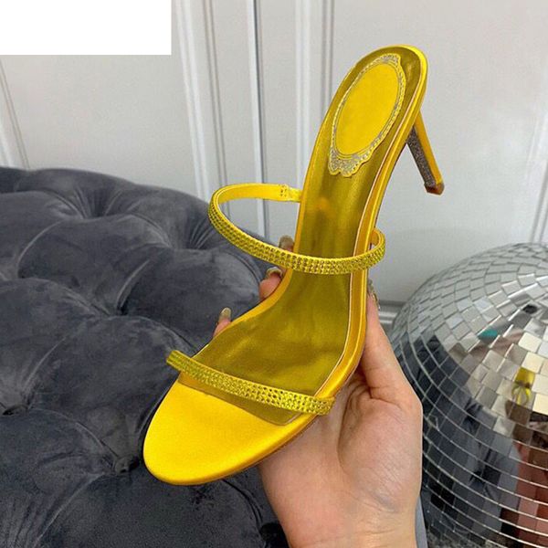 

sandals summer thin high heel crystal slippers women silk narrow band candy color party fairy shoes runway sandalias 2021 utp, Black
