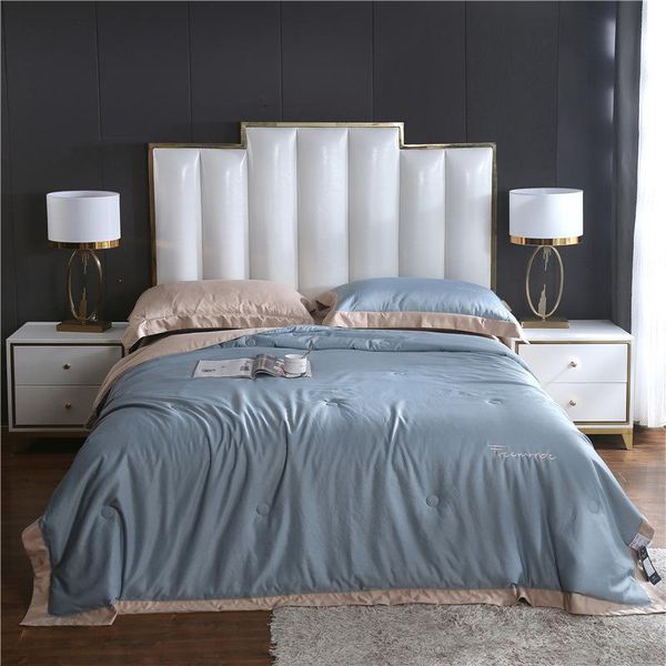 

comforters & sets solid color summer quilt high-end tencel double spring autumn thin home air-conditioning blanket washable
