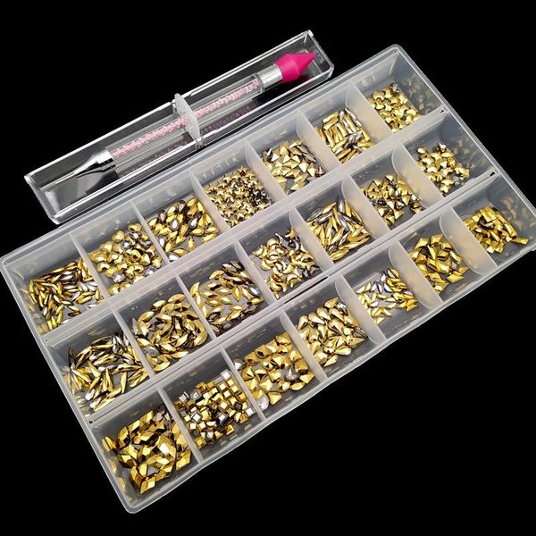 

est wholesale nail crystals decorations kit flatback stones for nails glass crystal rhinestones set stickers & decals, Black