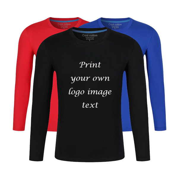 

men's t-shirts t-shirt customize your own logo long sleeve round neck fitness jogging pure color fashion running top, White;black
