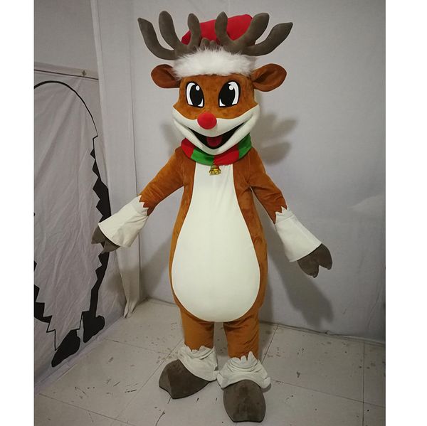 Roupas dos desenhos animados Halloween Rena Mascote Traje de Alta Qualidade Personalizar Animal Dos Desenhos Animados De Pelúcia Anime Tema Personagem Adulto Tamanho Natal Carnaval Fantasia Vestido