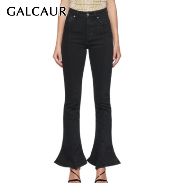 

slim denim flare pant for women high waist temperament office lady skinny black large size jeans female 2021 fashion women's, Blue
