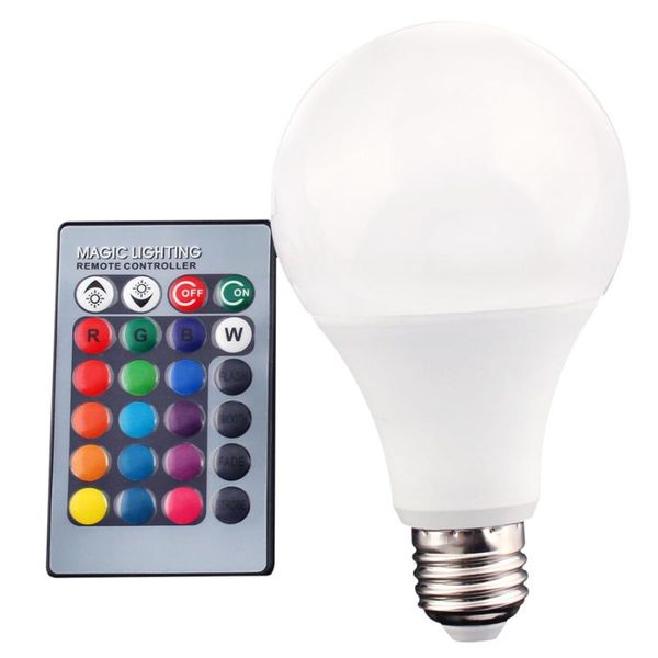 

bulbs e27 led lamp bulb light rgb white leds 3w 5w 10w 15w 220v smart home + 24key ir remote control