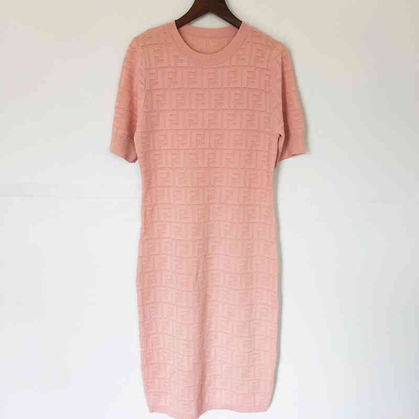 

summer ice silk curved bead round neck short sleeve knitted dress with good, Black;white