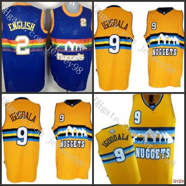 

denver nuggets men #9 andre iguodala #2 alex english men retro jersey, Black