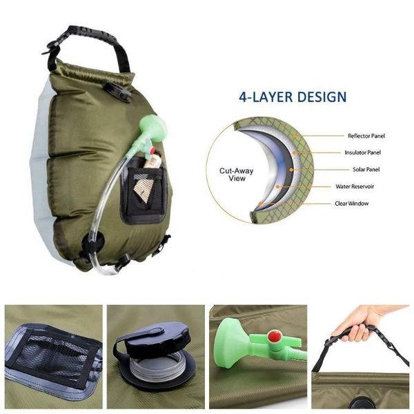 

hydration packs camping shower bag portable outdoor solar bath water 20l heating