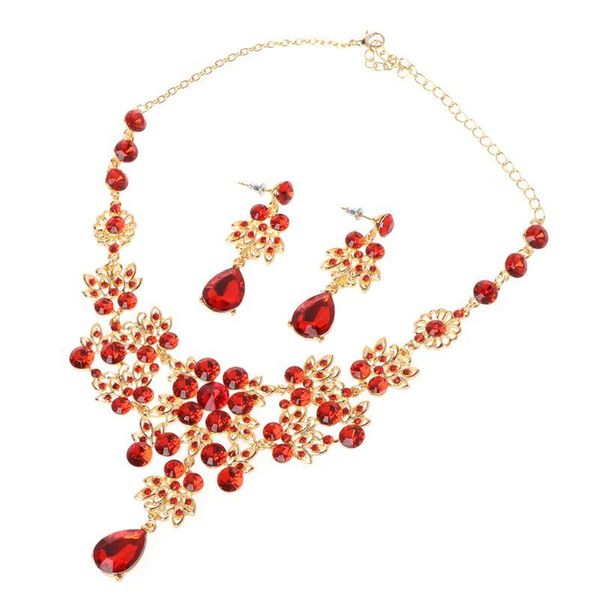 

alloy rhinestone earrings pendant necklace bridal set chokers, Golden;silver