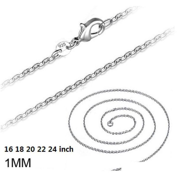 

925 sterling silver plated link rolo chain necklace with lobster clasps 16 18 20 22 24inch women o chain jewlery factory price s
