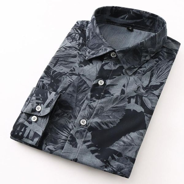

men's casual shirts autumn floral shirt long sleeve plus size 5xl 6xl 7xl business youth long-sleeved, White;black