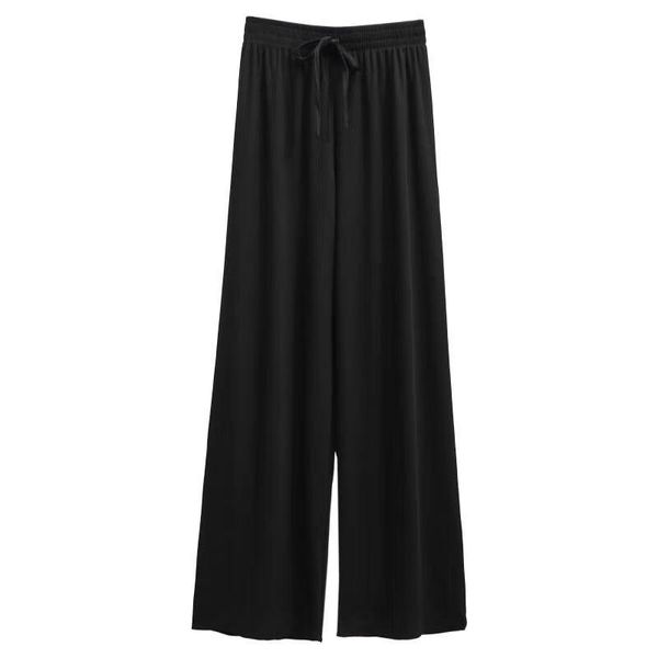

women's pants & capris summer high-waist wide-leg casual trousers 2021 fashion loose and versatile quality drape mopping, Black;white