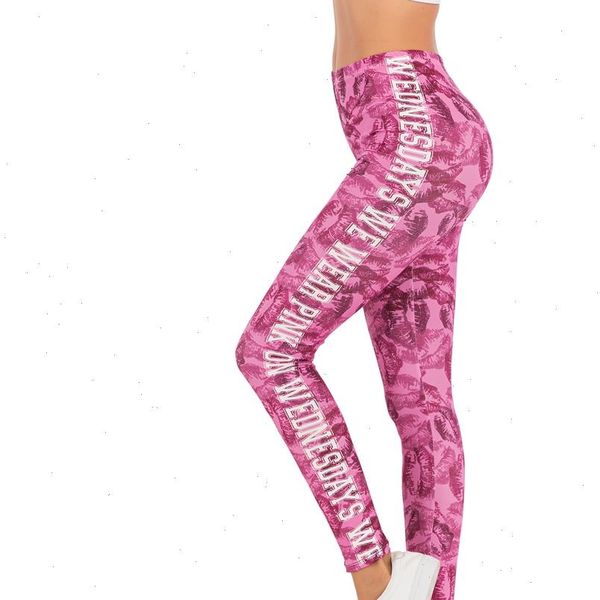 

brands womens legging women fashion red lips printing leggins slim legins high waist leggings woman pants drop, Black