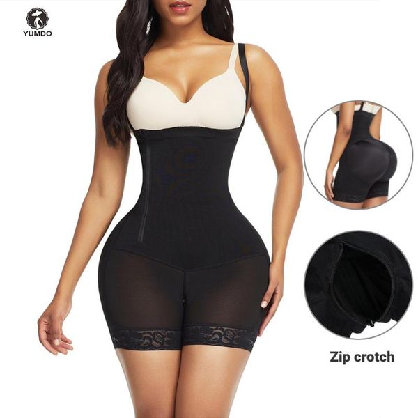 

women's shapers yumdo women shapewear waist trainer corset lace bullifter tummy control plus size body shaper underwear fajas, Black;white