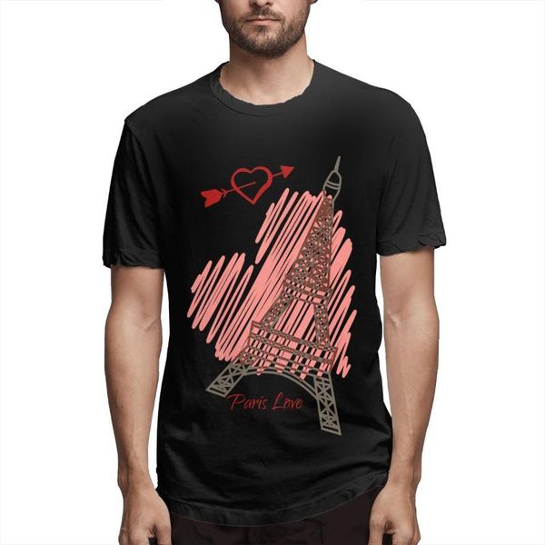 

paris love men's short sleeve t-shirt summer fashion tees, White;black