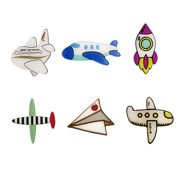 

pins, brooches fashion acrylic brooch for women vintage pins backpacks coat cute cartoon plane lapel jewelry badge scarf buckle, Gray